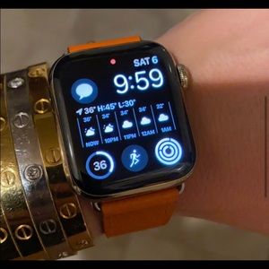 Apple Watch Hermes Orange Swift Leather Attelaage